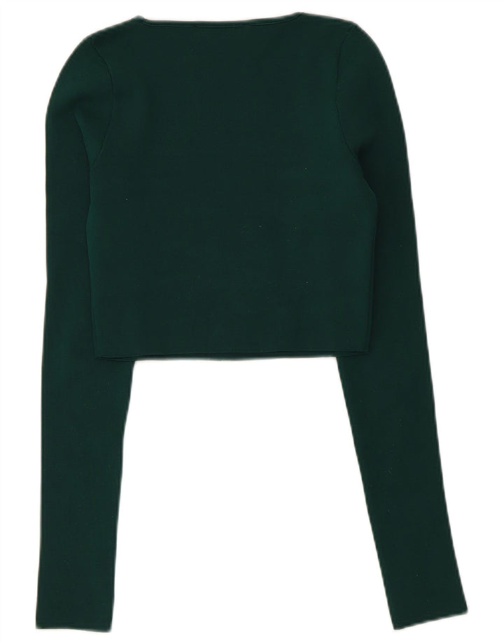 Top corto da donna Zara a maniche lunghe UK 8 piccolo poliestere verde