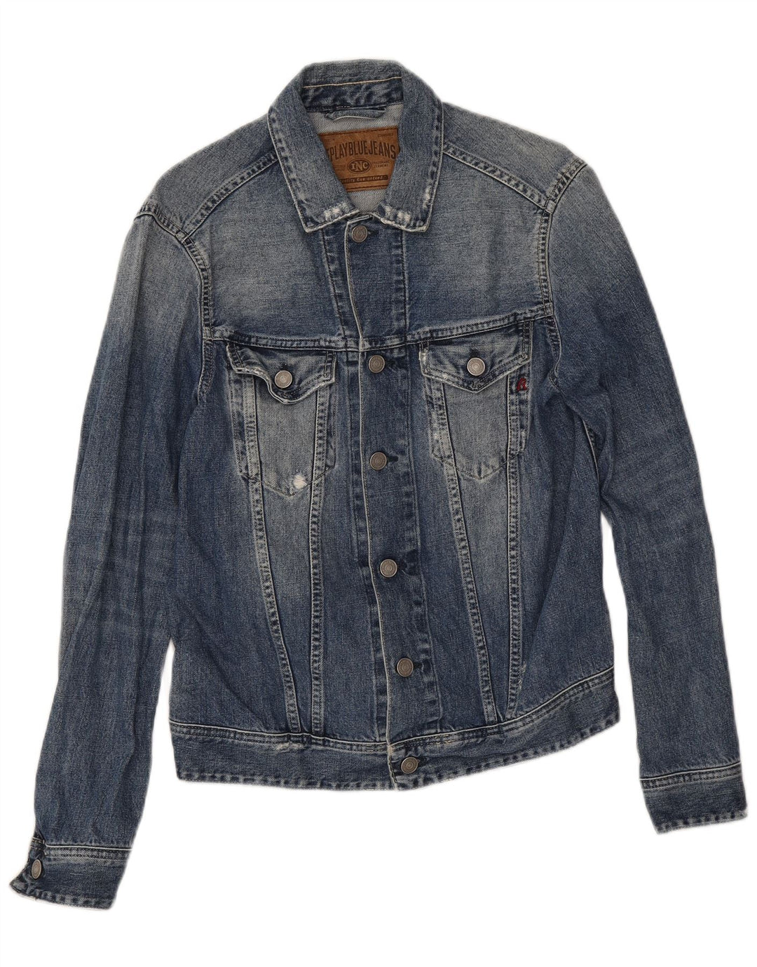 Giacca in denim invecchiato da donna Replay UK 14 cotone blu medio