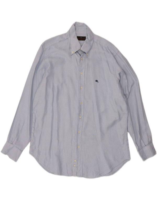 ETRO Mens Milano Shirt Size 44 XL Blue Geometric Cotton