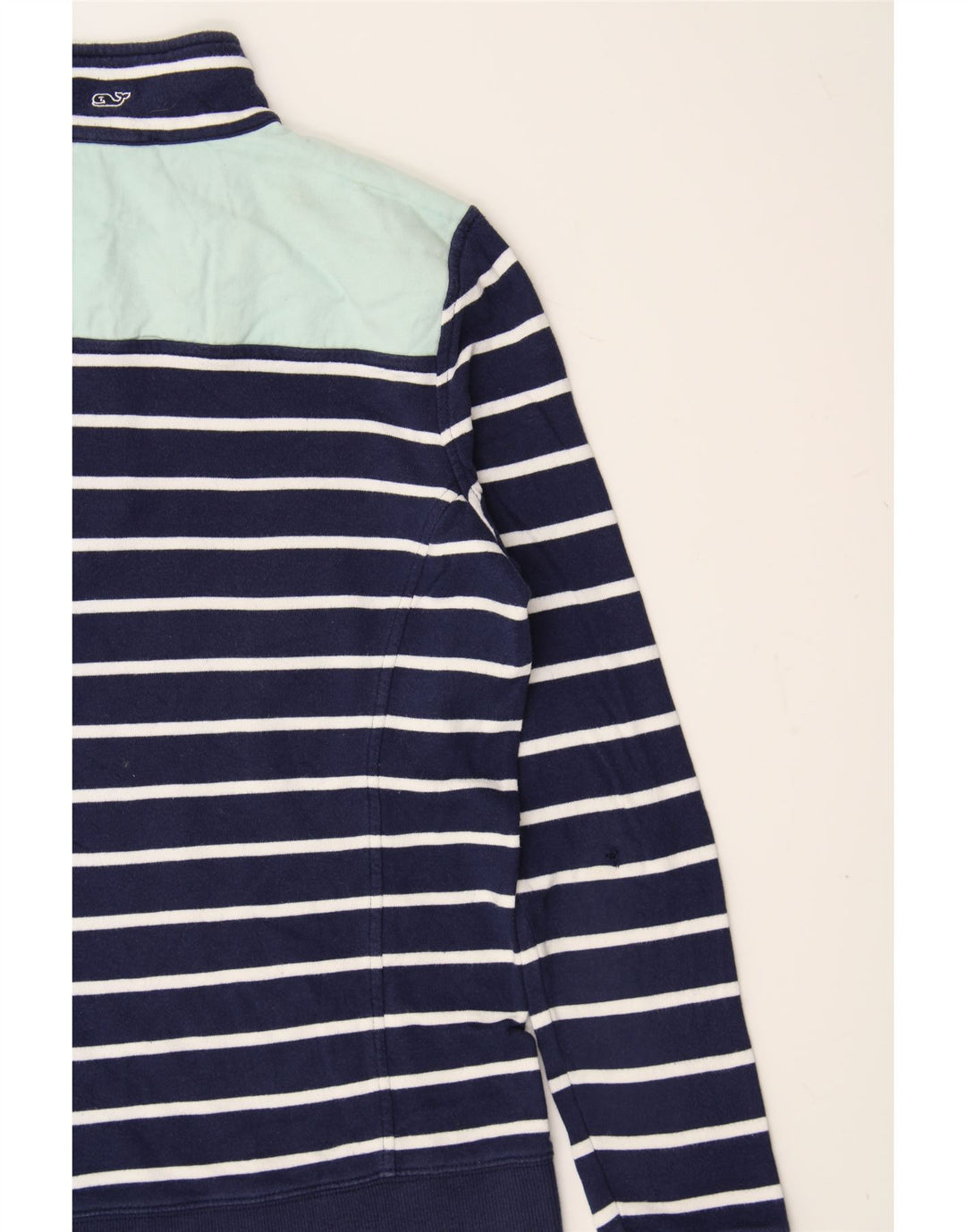 VINEYARD VINES Mens Zip Neck Sweatshirt Jumper Small Navy Blue Striped Vintage Vineyard Vines and Second-Hand Vineyard Vines from Messina Hembry 