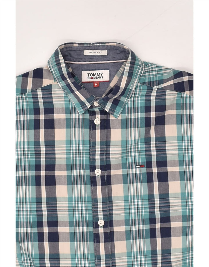 TOMMY HILFIGER Mens Regular Fit Shirt Medium Blue Check Cotton | Vintage Tommy Hilfiger | Thrift | Second-Hand Tommy Hilfiger | Used Clothing | Messina Hembry 