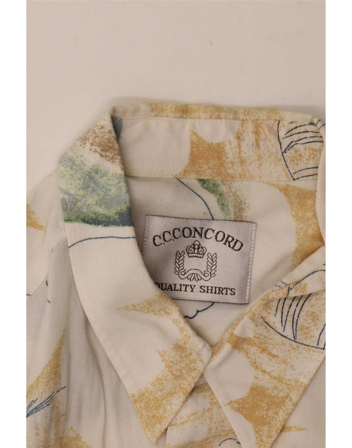 C.C.Concord Camicia a maniche corte da uomo con motivo astratto XL Bianco