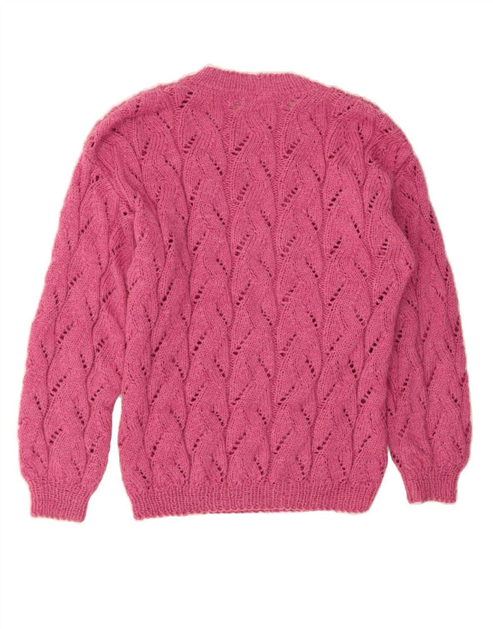 VINTAGE Womens Crew Neck Jumper Sweater UK 14 Medium Pink Vintage Vintage and Second-Hand Vintage from Messina Hembry 