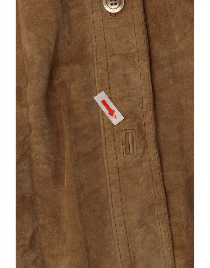 Giacca vintage in pelle scamosciata da donna UK 18 XL Beige