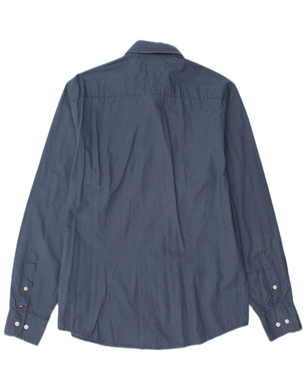 TOMMY HILFIGER Camicia slim fit da uomo in cotone maculato blu medio