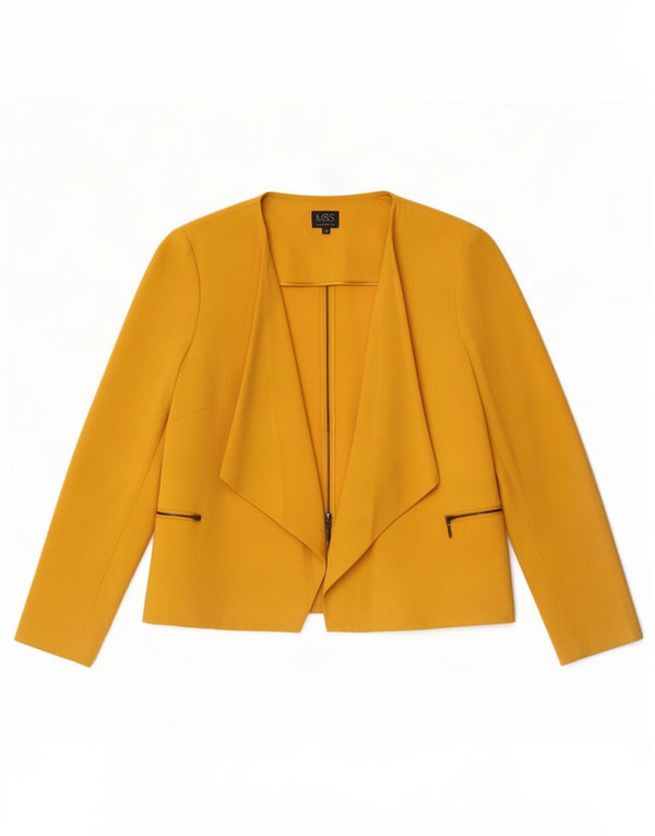 Giacca Open Blazer da donna Marks & Spencer UK 20 2XL poliestere giallo