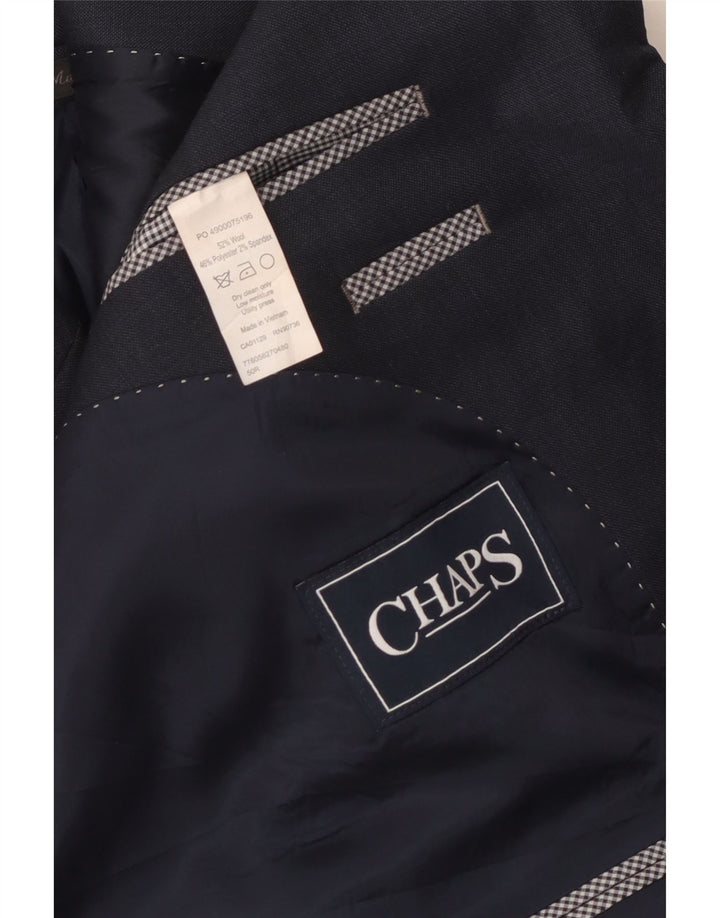 Giacca blazer da uomo a 2 bottoni Chaps IT 50 grande in lana blu navy
