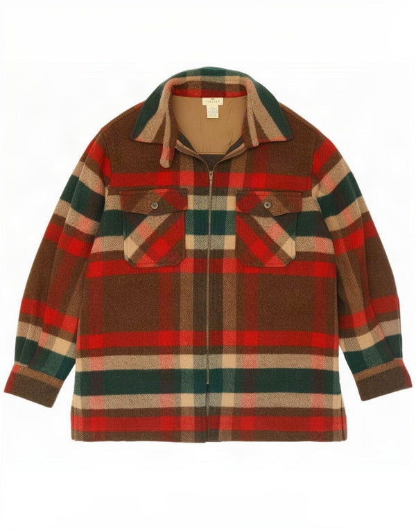 Camicia vintage da uomo in flanella, acrilico a quadri rossi medi