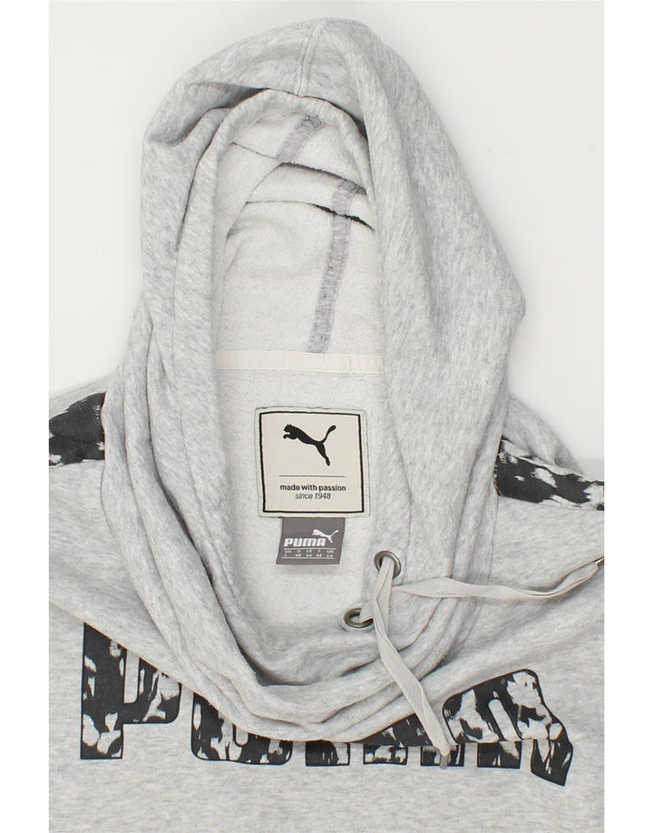 PUMA Womens Graphic Hoodie Jumper UK 14 Large Grey Vintage Puma and Second-Hand Puma from Messina Hembry 
