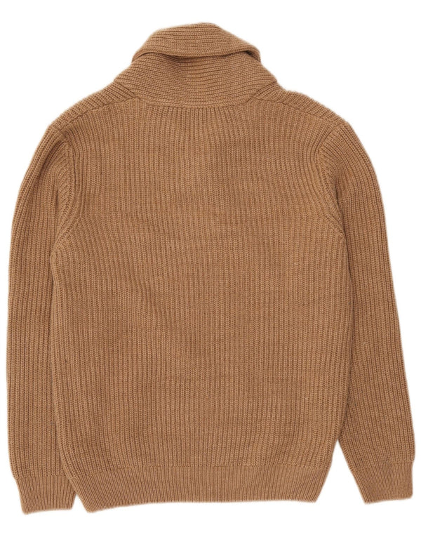 Maglione Zara da uomo con collo a scialle, grande, in acrilico beige