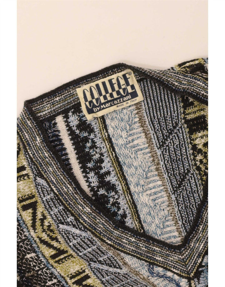 Marcazzani Uomo Maglione con scollo a V Maglione a righe grandi multicolore