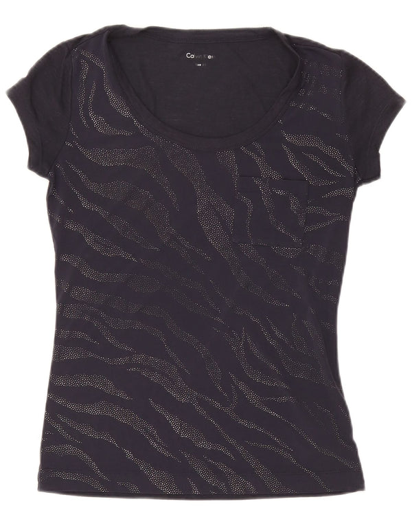 T-shirt grafica da donna Calvin Klein Top UK 6 XS blu navy stampa animalier