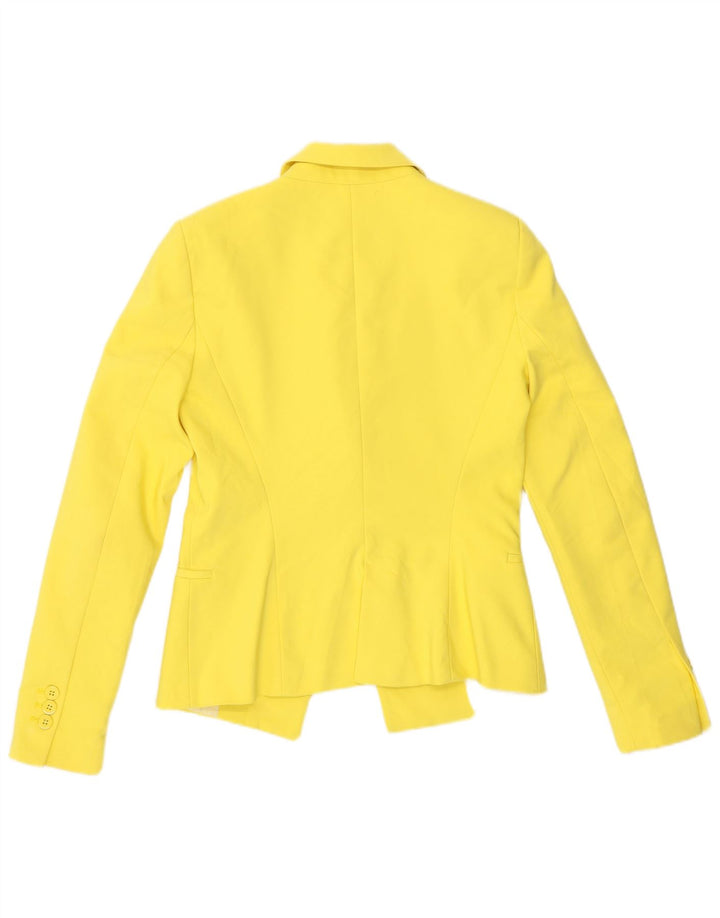 Giacca blazer a 1 bottone da donna Zara UK 10 piccola in cotone giallo