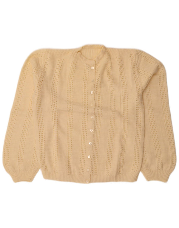 Maglione cardigan da donna vintage UK 14 grande bianco sporco