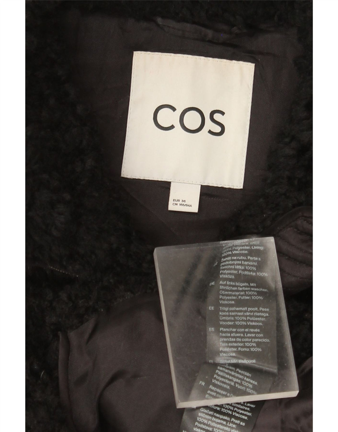 Gilet oversize da donna in pelliccia sintetica Cos EU 36 piccolo poliestere nero