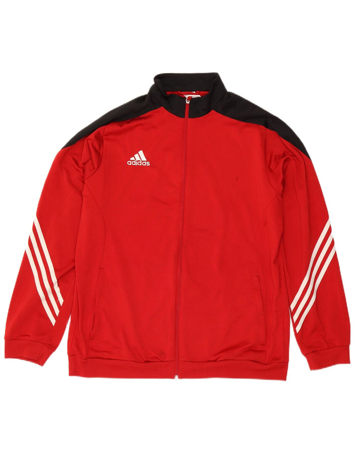 Giacca da tuta da uomo Adidas XL rossa in poliestere color block