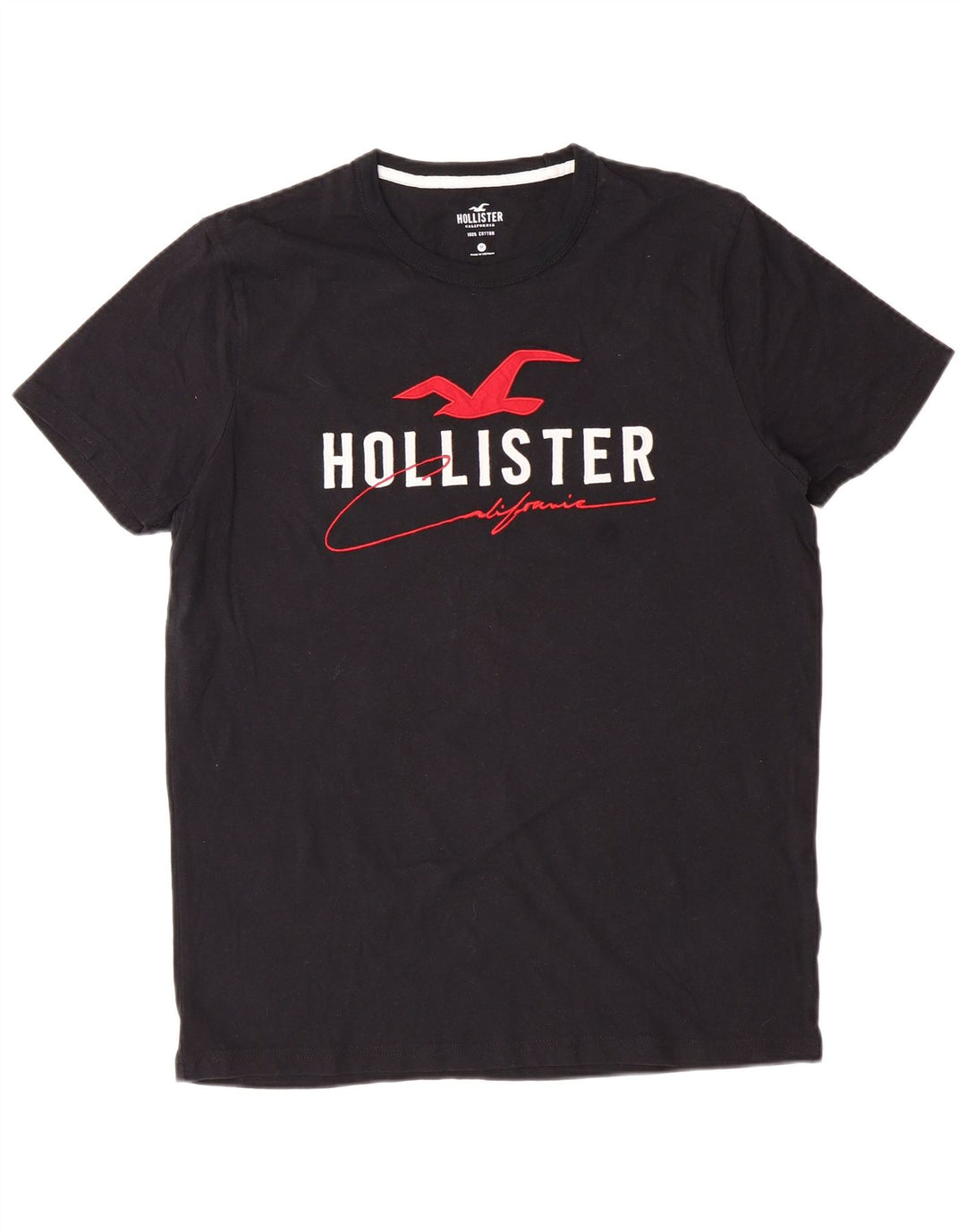 HOLLISTER Mens Graphic T-Shirt Top Medium Black Cotton