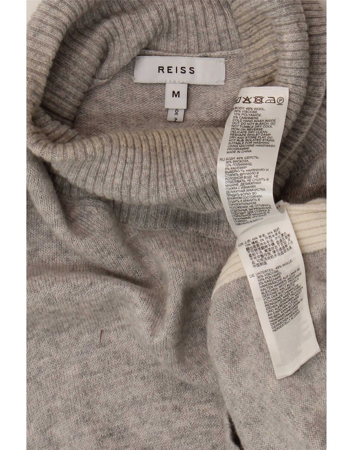 Maglione da uomo Reiss con collo alto e lana color block grigio medio