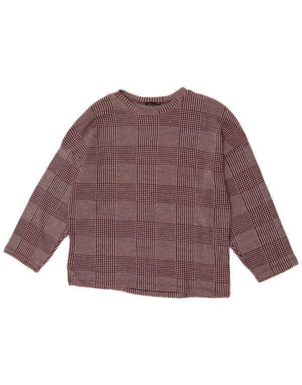 Top Zara da donna con maniche a 3/4 UK 14 a quadri bordeaux medio