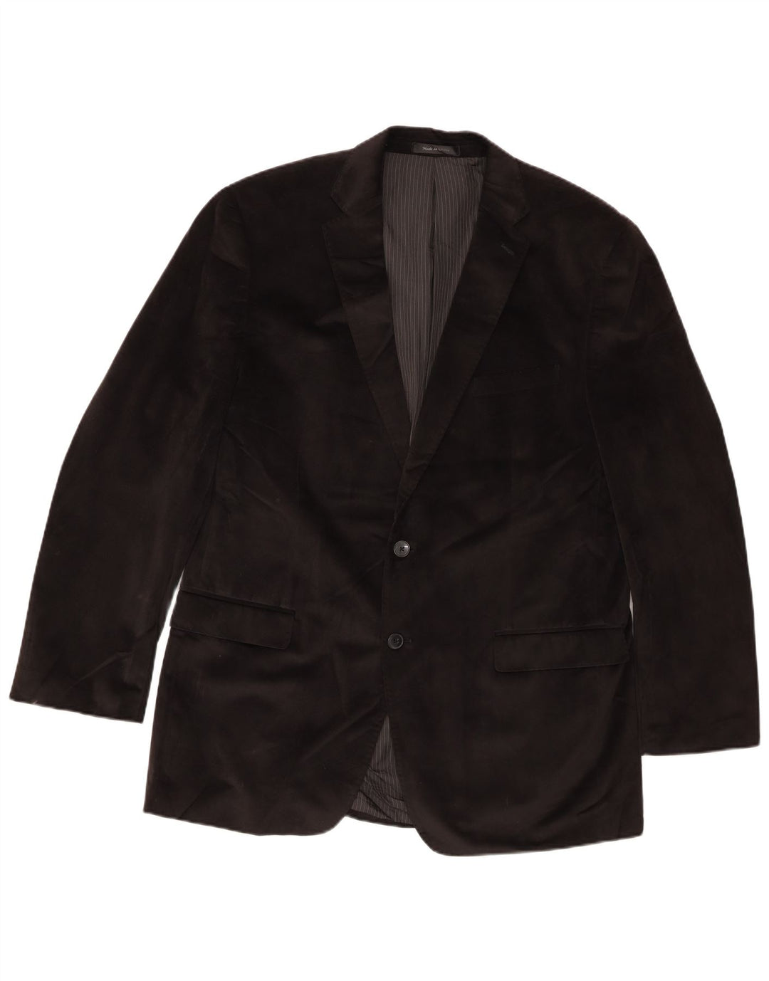 Giacca blazer lunga da uomo vintage a 2 bottoni UK 44 2XL poliestere nero