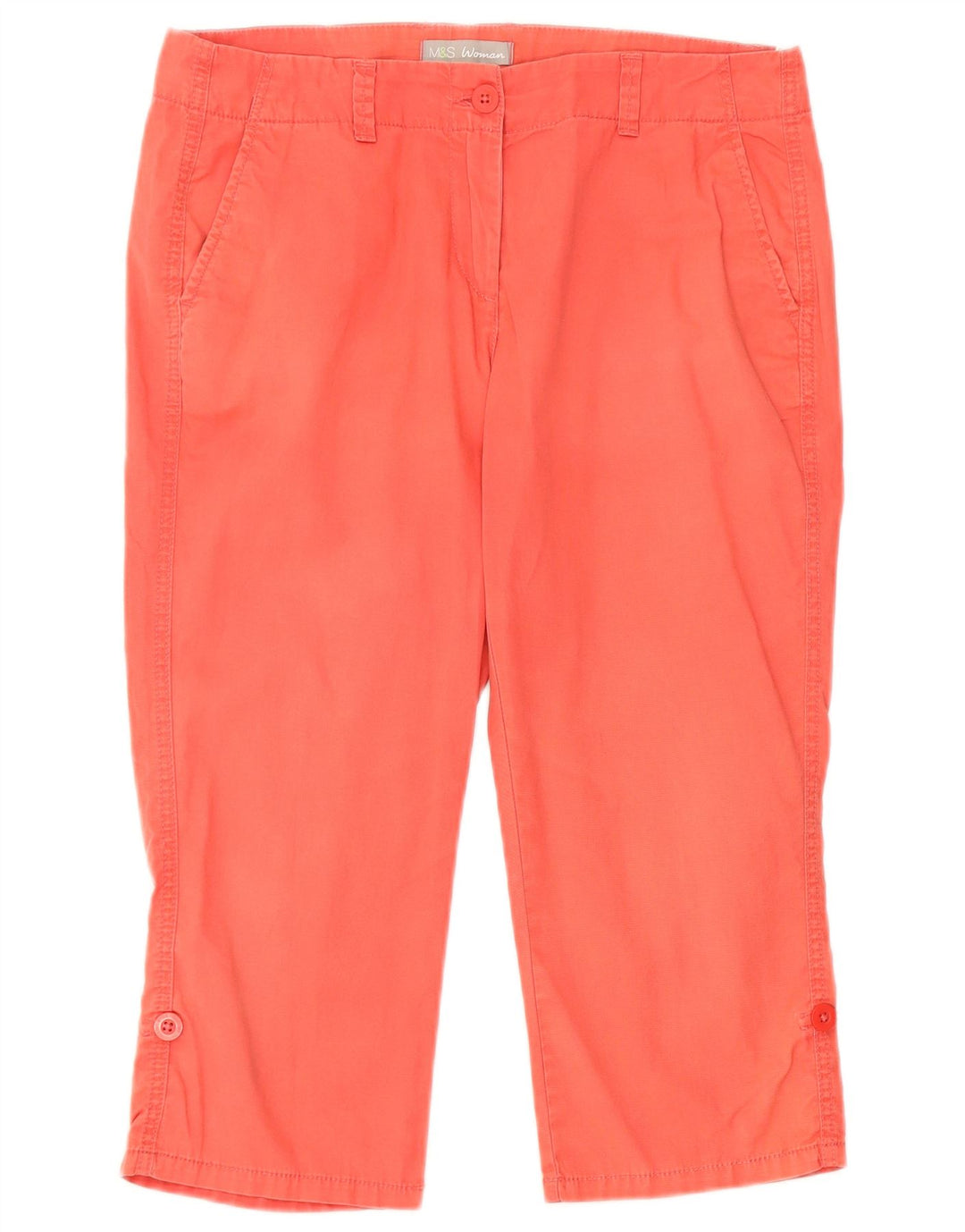 Pantaloni Capri da donna Marks & Spencer UK 12 medi W32 cotone rosa