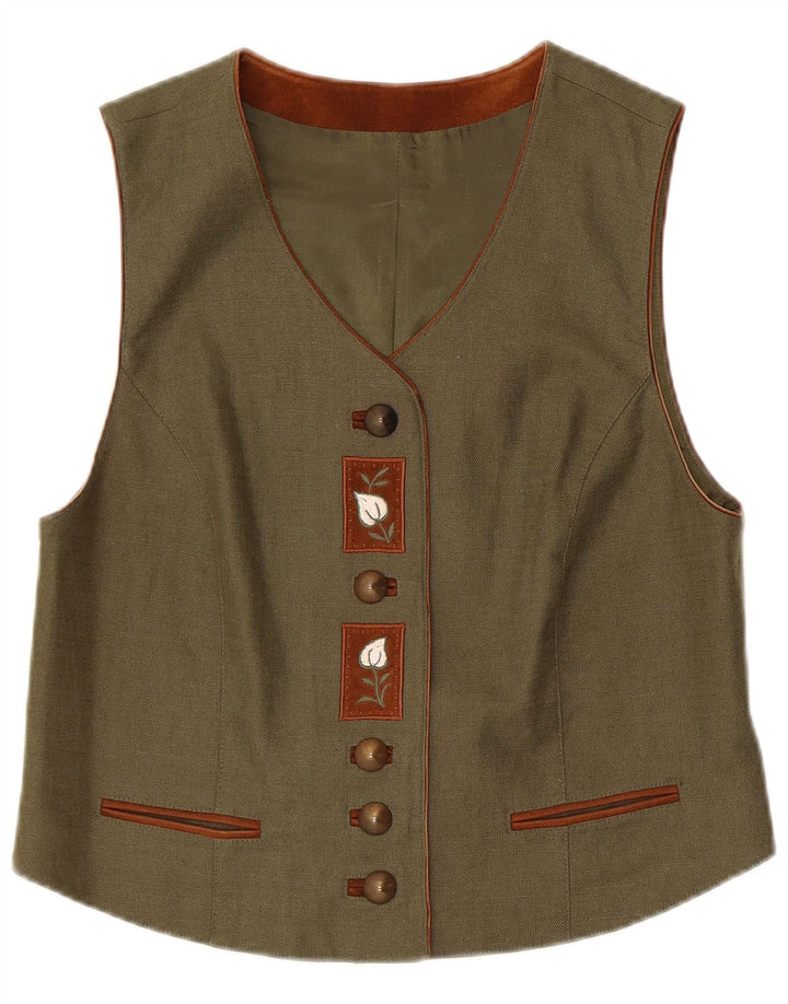 Gilet da donna C&A UK 14 Lino floreale kaki medio