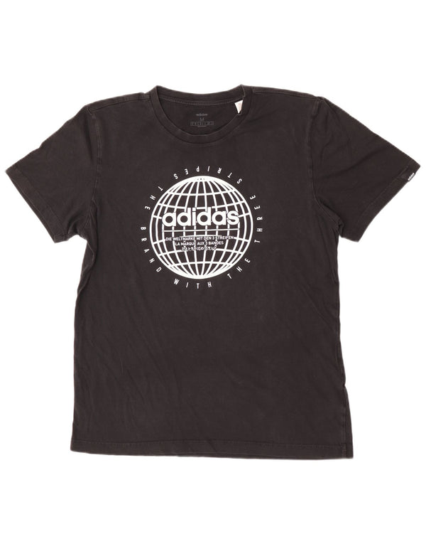 T-shirt grafica Adidas da uomo con tre strisce, cotone medio nero