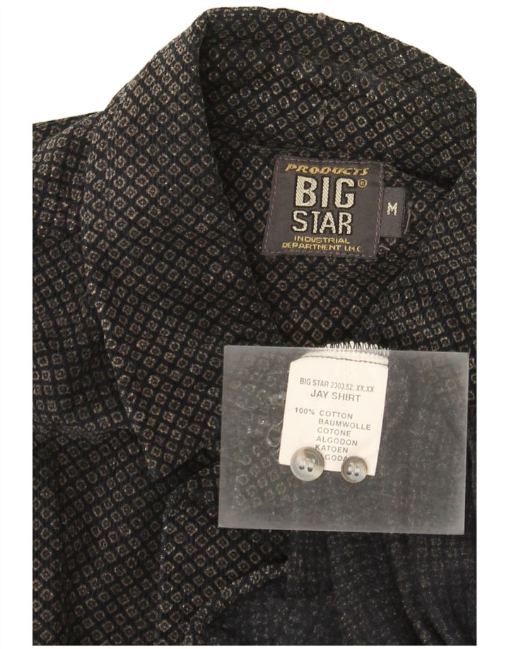 Camicia da uomo Big Star in cotone geometrico nero medio