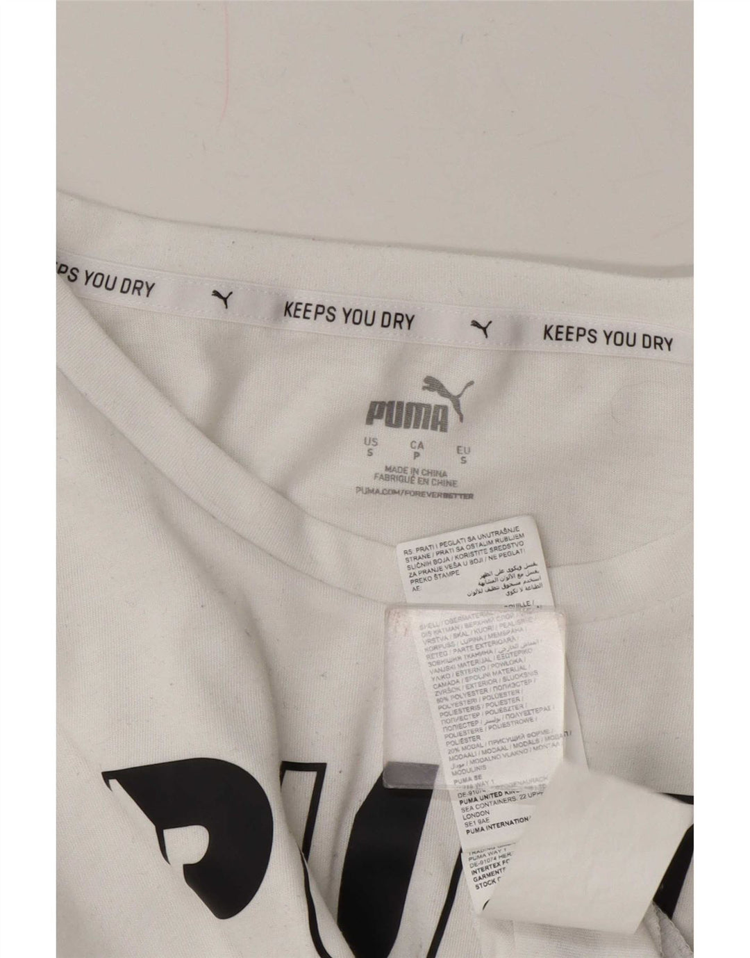 T-shirt grafica da donna Puma UK 10 piccola bianca in poliestere
