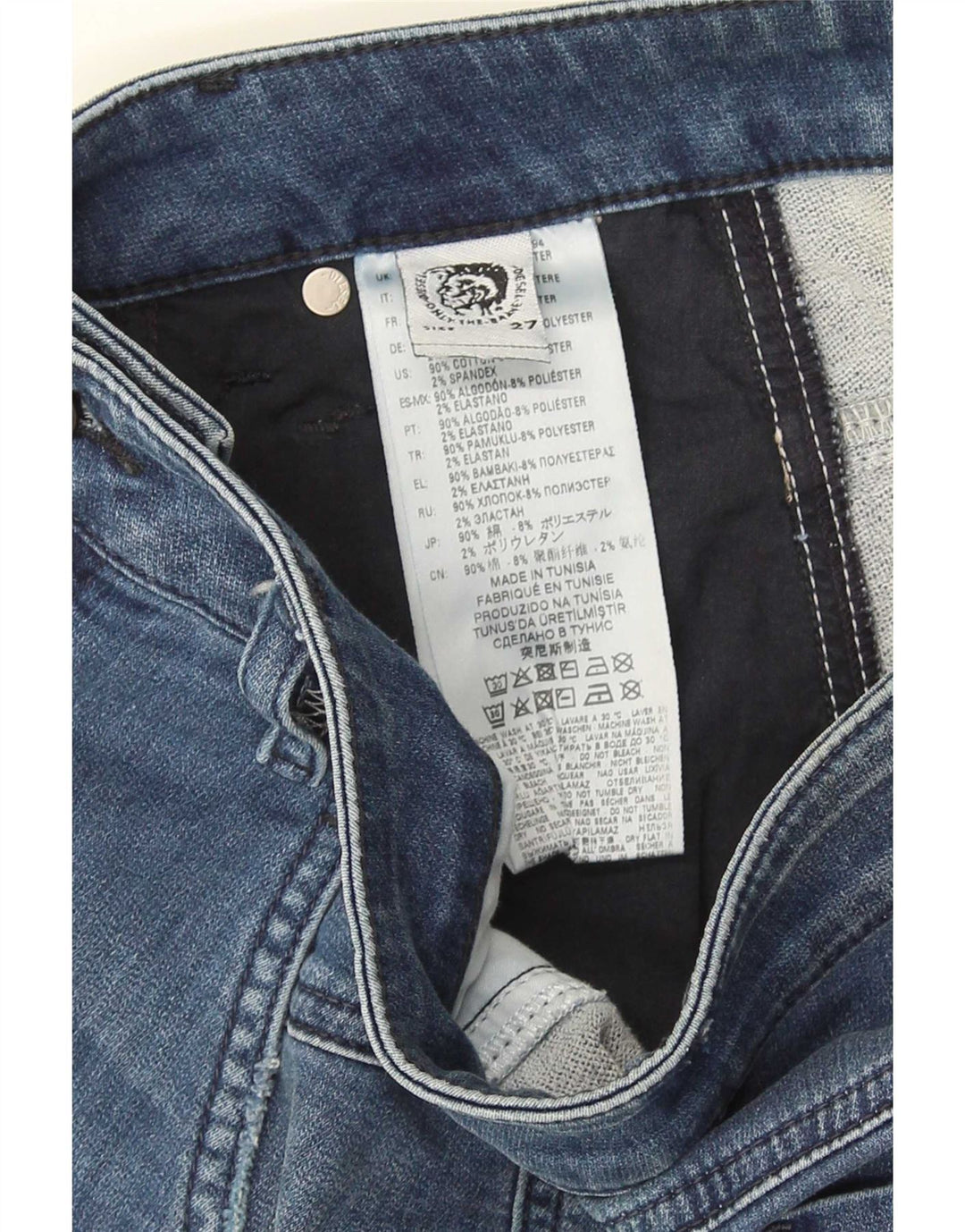 Pantaloncini di jeans invecchiati da donna Diesel W27 piccoli in cotone blu
