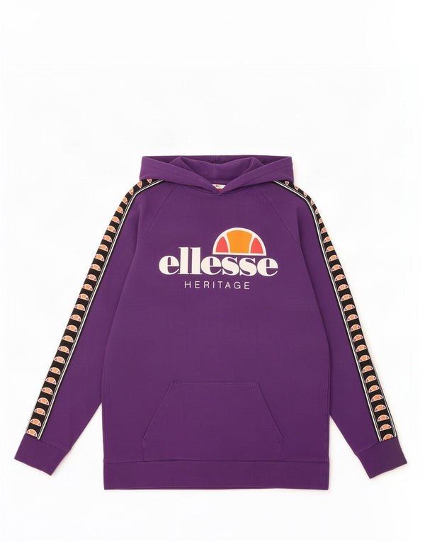 Felpa con cappuccio grafica da donna Ellesse UK 16 grande cotone color block viola