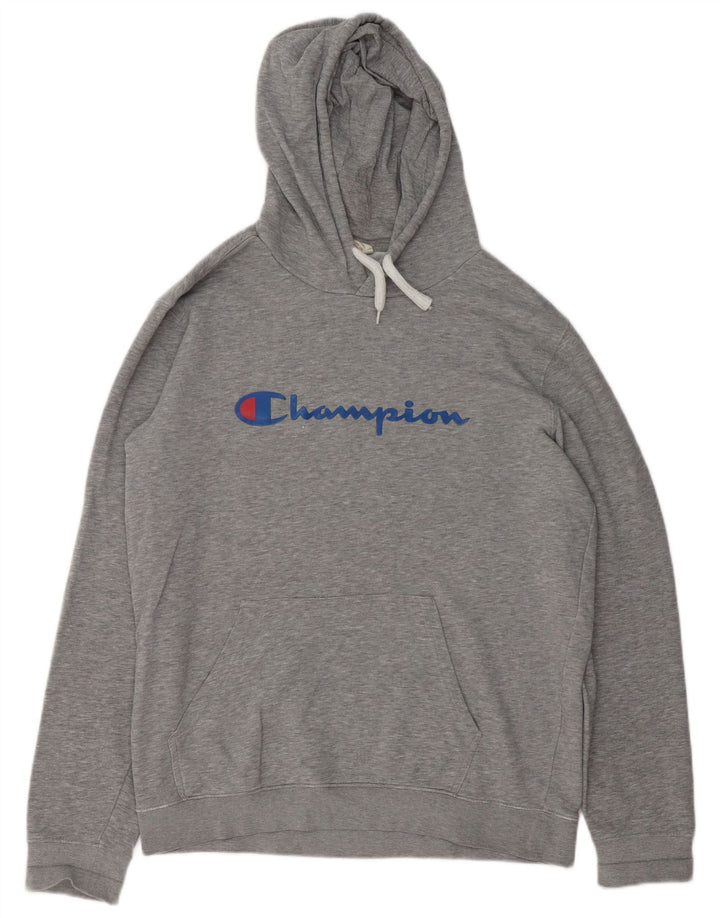 Felpa con cappuccio grafica da uomo Champion XL grigia chiazzata