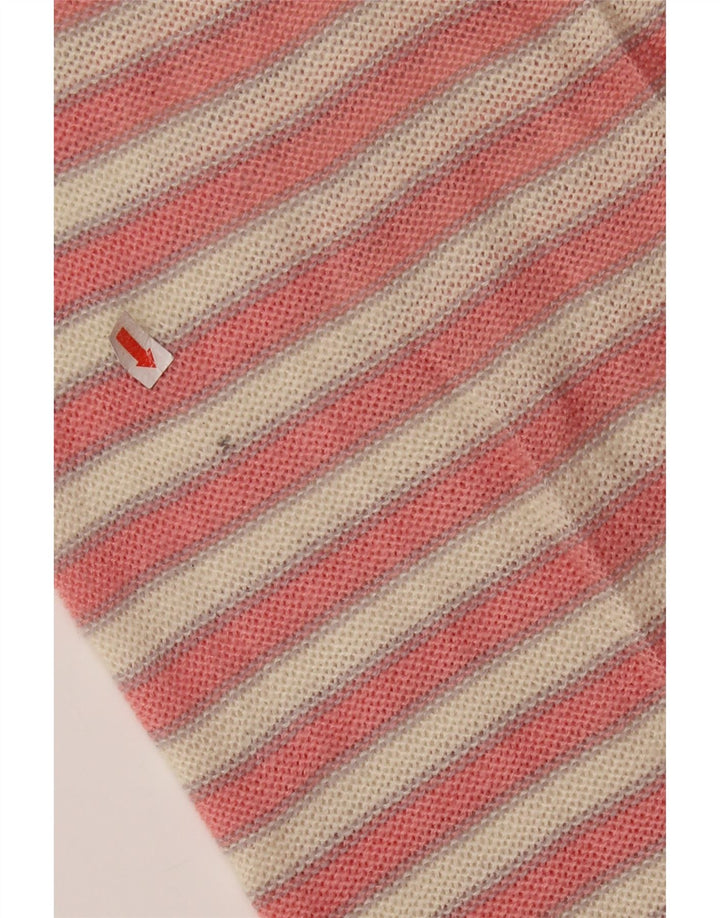 Maglione maglione con scollo a barca da donna VINTAGE UK 14 Colorblock rosa medio