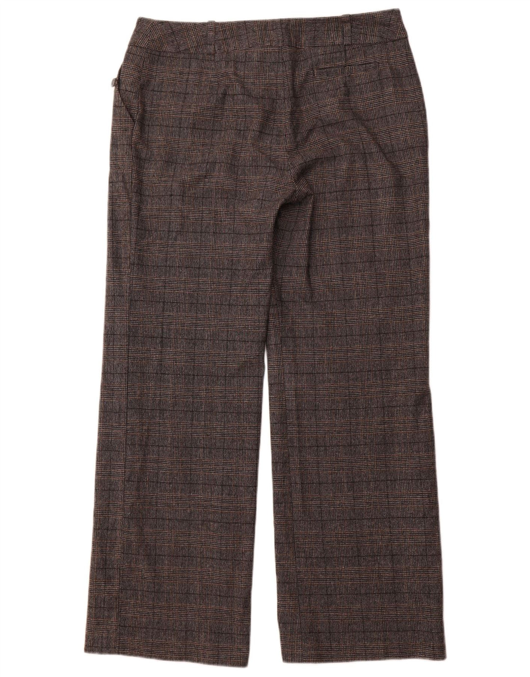 MONSOON Pantaloni chino dritti da donna UK 14 Large W32 L30 Lana a quadri grigi