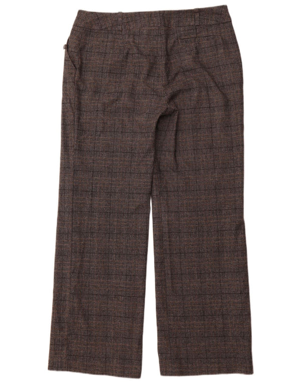 MONSOON Pantaloni chino dritti da donna UK 14 Large W32 L30 Lana a quadri grigi