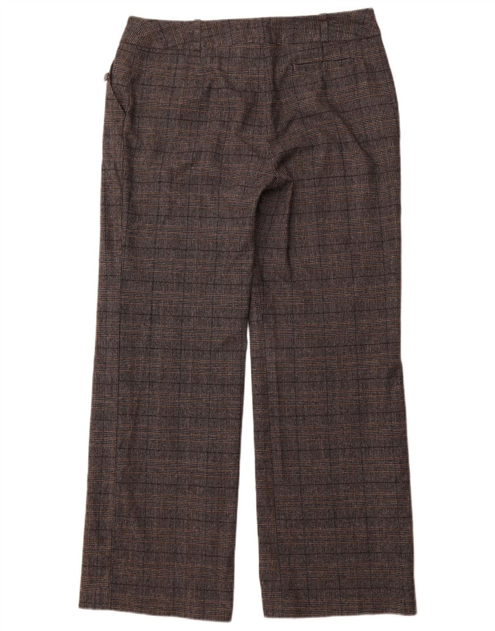 MONSOON Pantaloni chino dritti da donna UK 14 Large W32 L30 Lana a quadri grigi