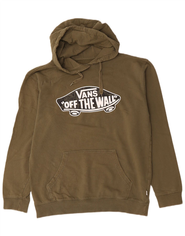 Felpa con cappuccio grafica da uomo Vans grande in cotone kaki