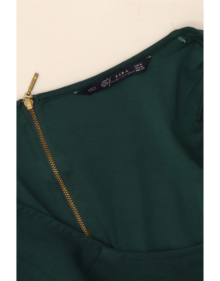 ZARA Womens Long Sleeve A-Line Dress UK 12 Medium Green Vintage Zara and Second-Hand Zara from Messina Hembry 