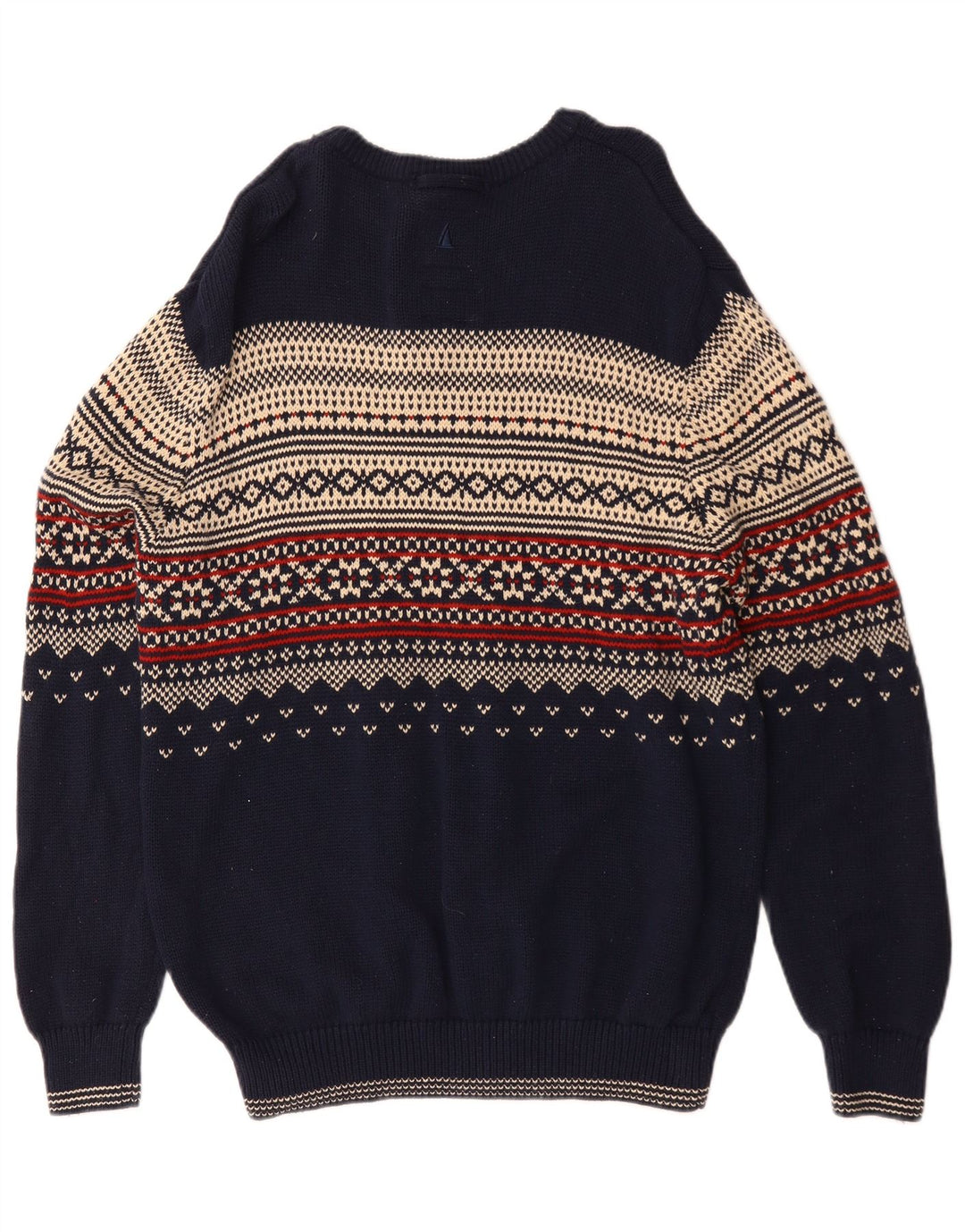 Musto Maglione da uomo con scollo a barca XL Cotone Fair Isle blu navy