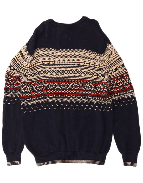 Musto Maglione da uomo con scollo a barca XL Cotone Fair Isle blu navy