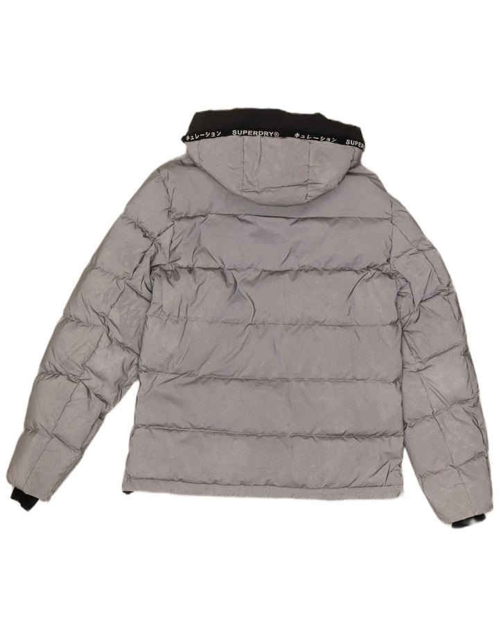Giacca imbottita con cappuccio grafica da uomo Superdry UK 38 color argento medio