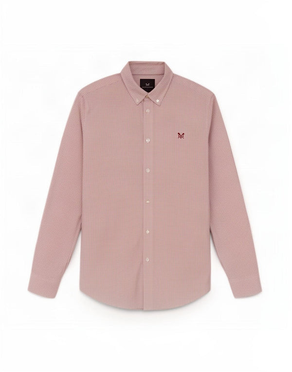 Crew Clothing Camicia slim fit da uomo in cotone a quadri rossi medi