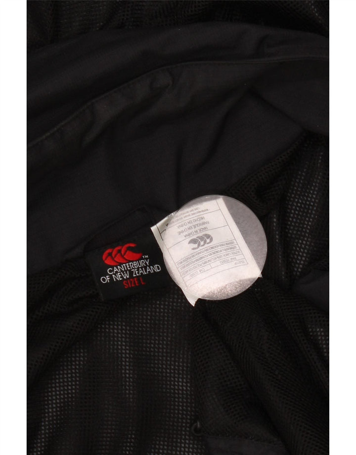 Giacca antipioggia da uomo con cappuccio Canterbury UK 40 grande in nylon nero