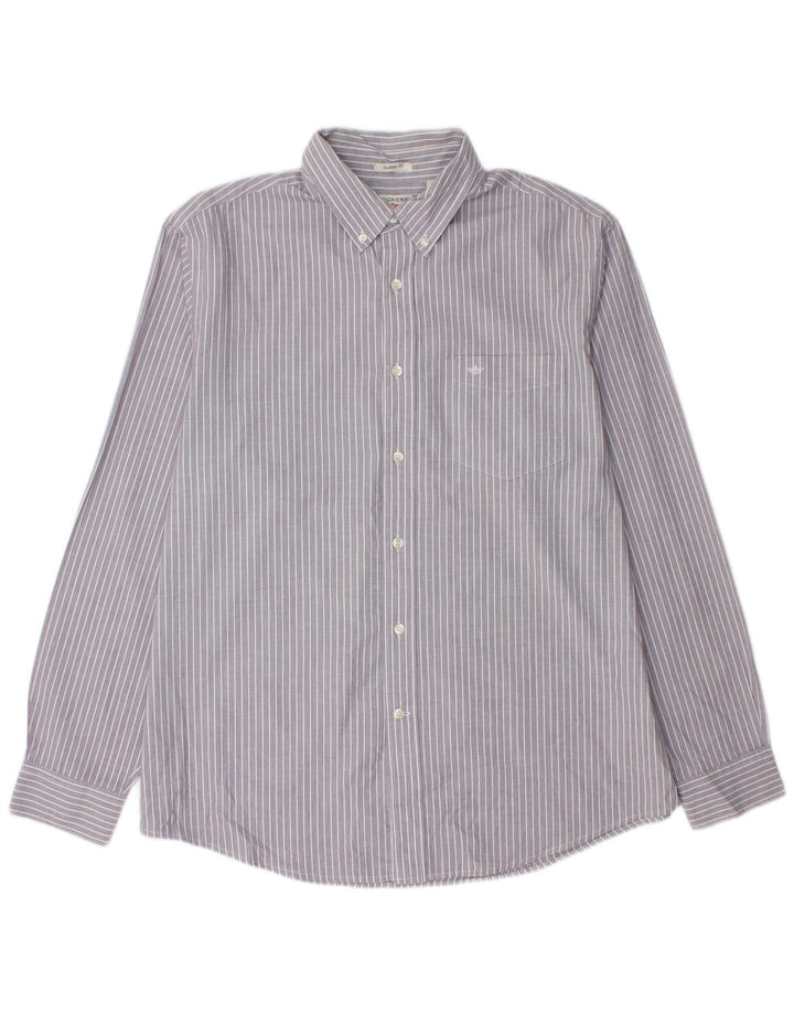 DOCKERS Mens Classic Fit Shirt Large Grey Pinstripe Cotton