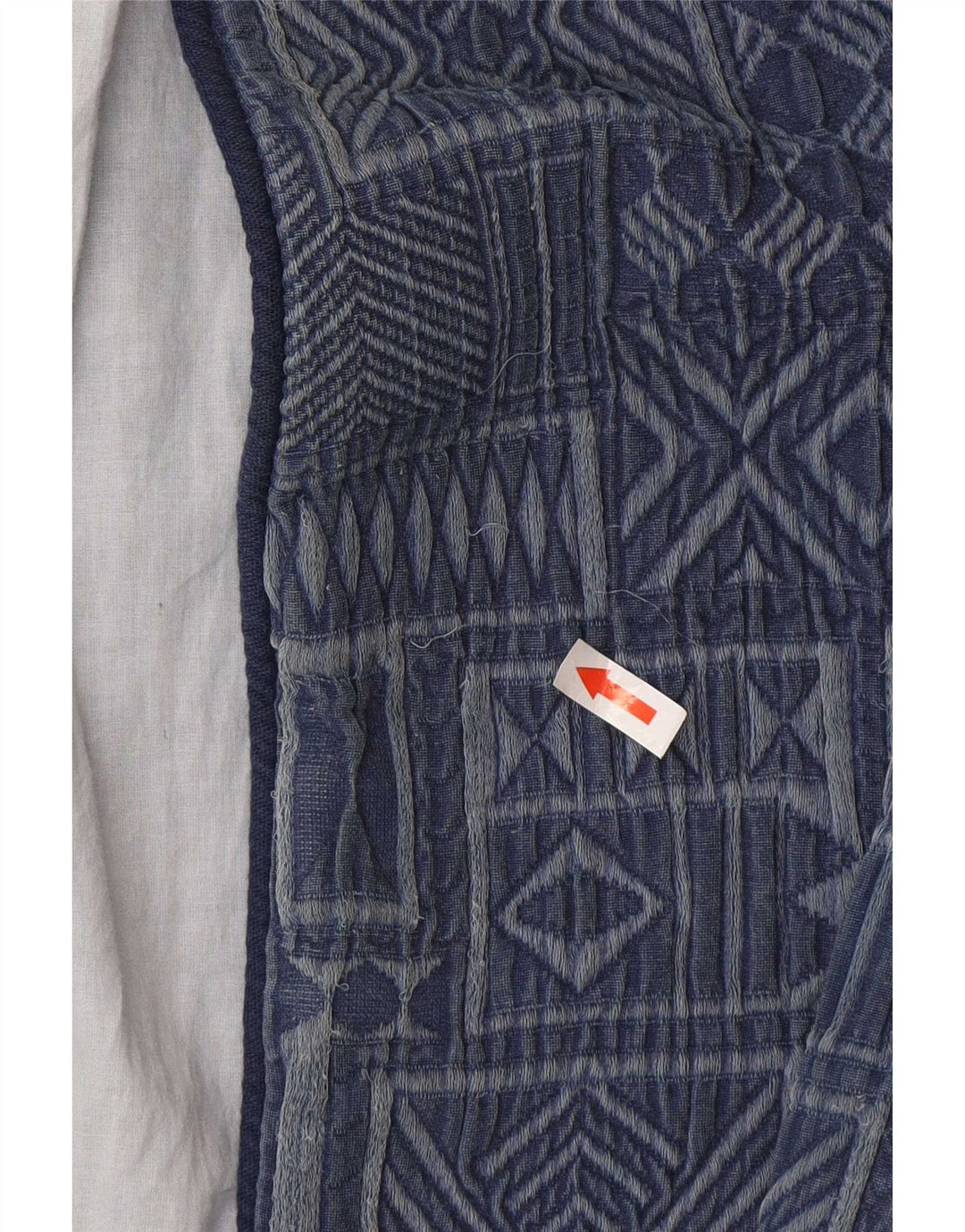 Soprabito aperto da donna Zara UK 16 grande cotone geometrico blu navy