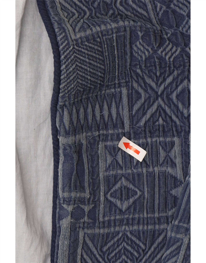 Soprabito aperto da donna Zara UK 16 grande cotone geometrico blu navy