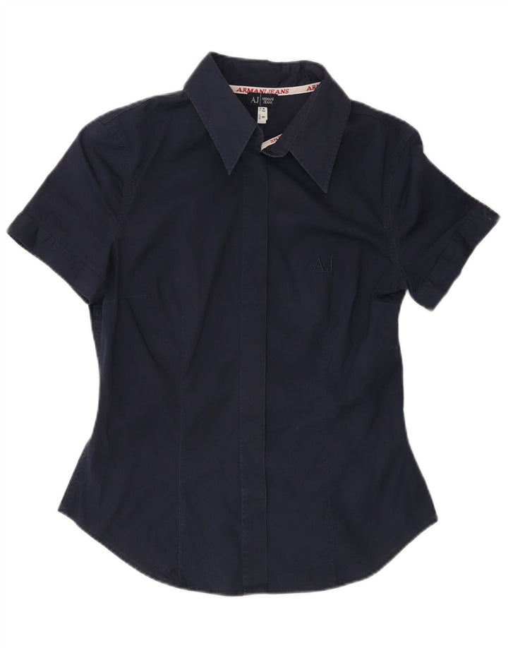 Camicia a maniche corte da donna Armani Jeans EU 42 cotone blu navy medio