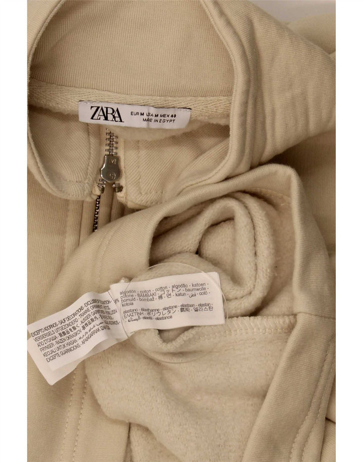 Felpa Zara da uomo con collo con zip grafica, maglione, cotone beige medio