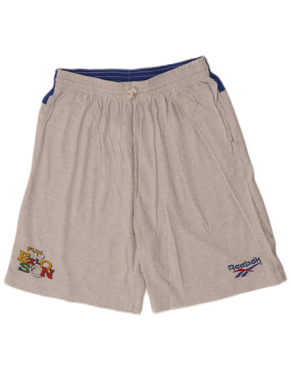 Pantaloncini sportivi grafici da uomo Reebok Small in cotone color block grigio