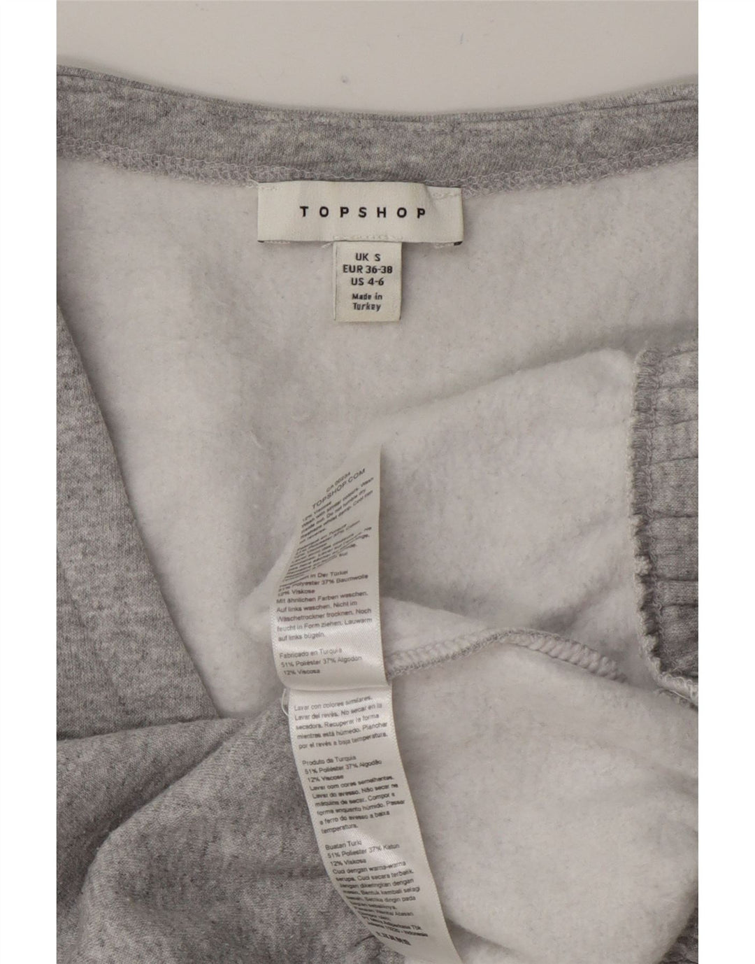Topshop Donna Crop Felpa Oversize Maglione UK 10 Piccolo Poliestere Grigio